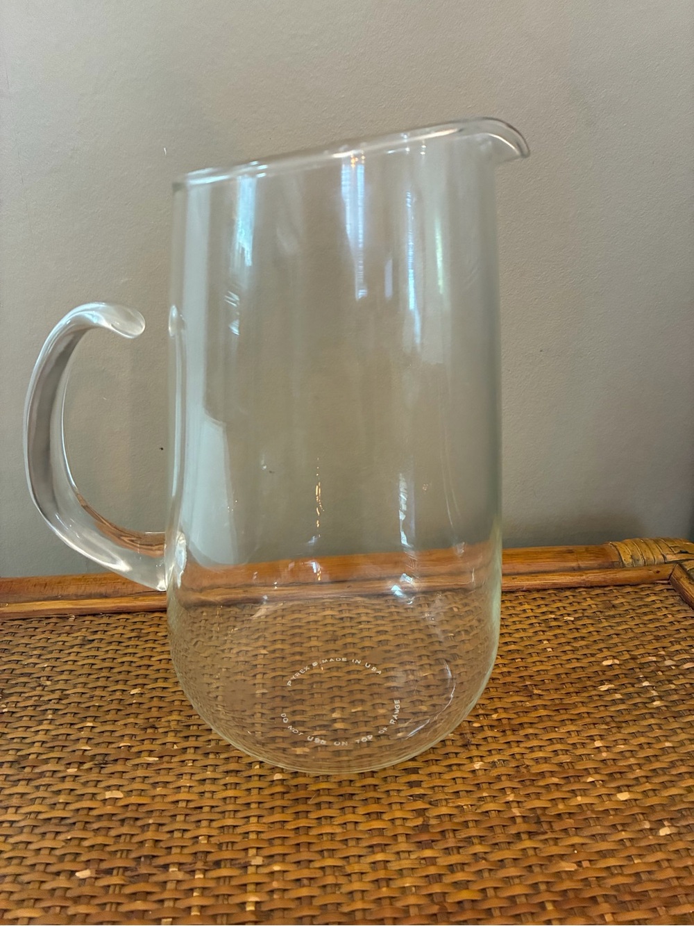 Mid Century Vintage Pyrex Serving Pitcher Clear Glass Open Loop Handle